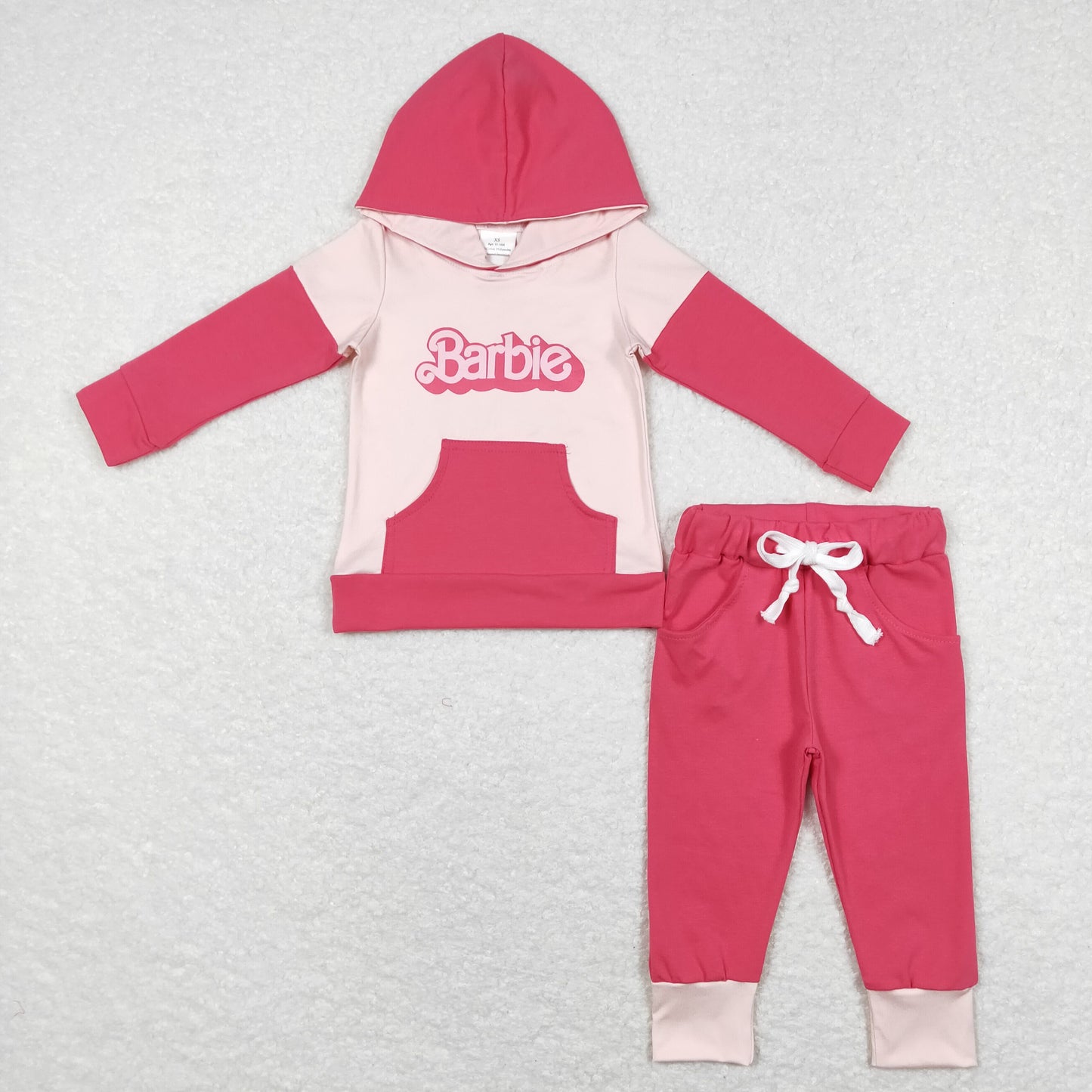 GLP1021 Baby Girl Long Sleeves Doll Hoodie Shirt Pocket Pants Pink Set