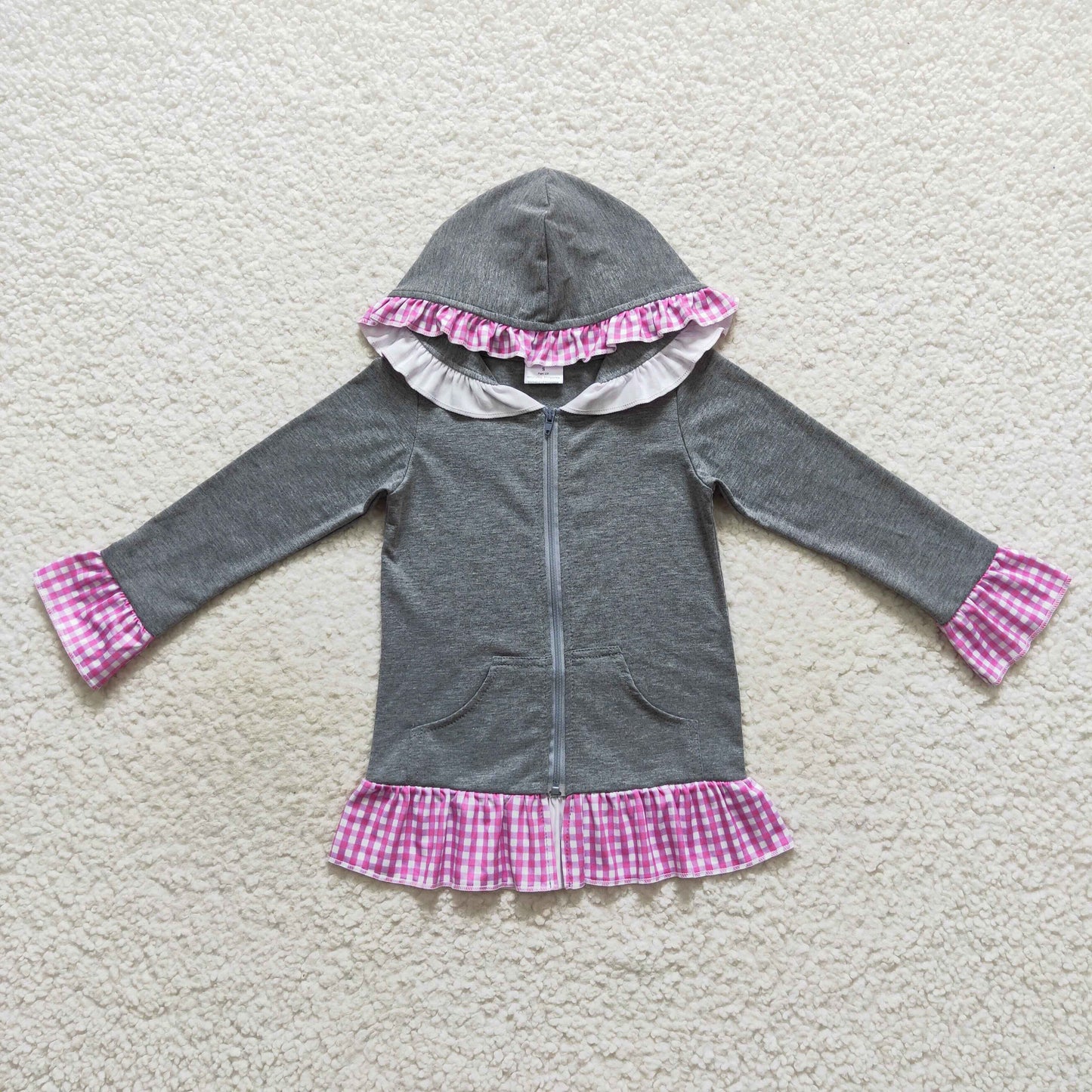 GT0260 Baby Girl Hoodie Long Sleeves Zipper Coat