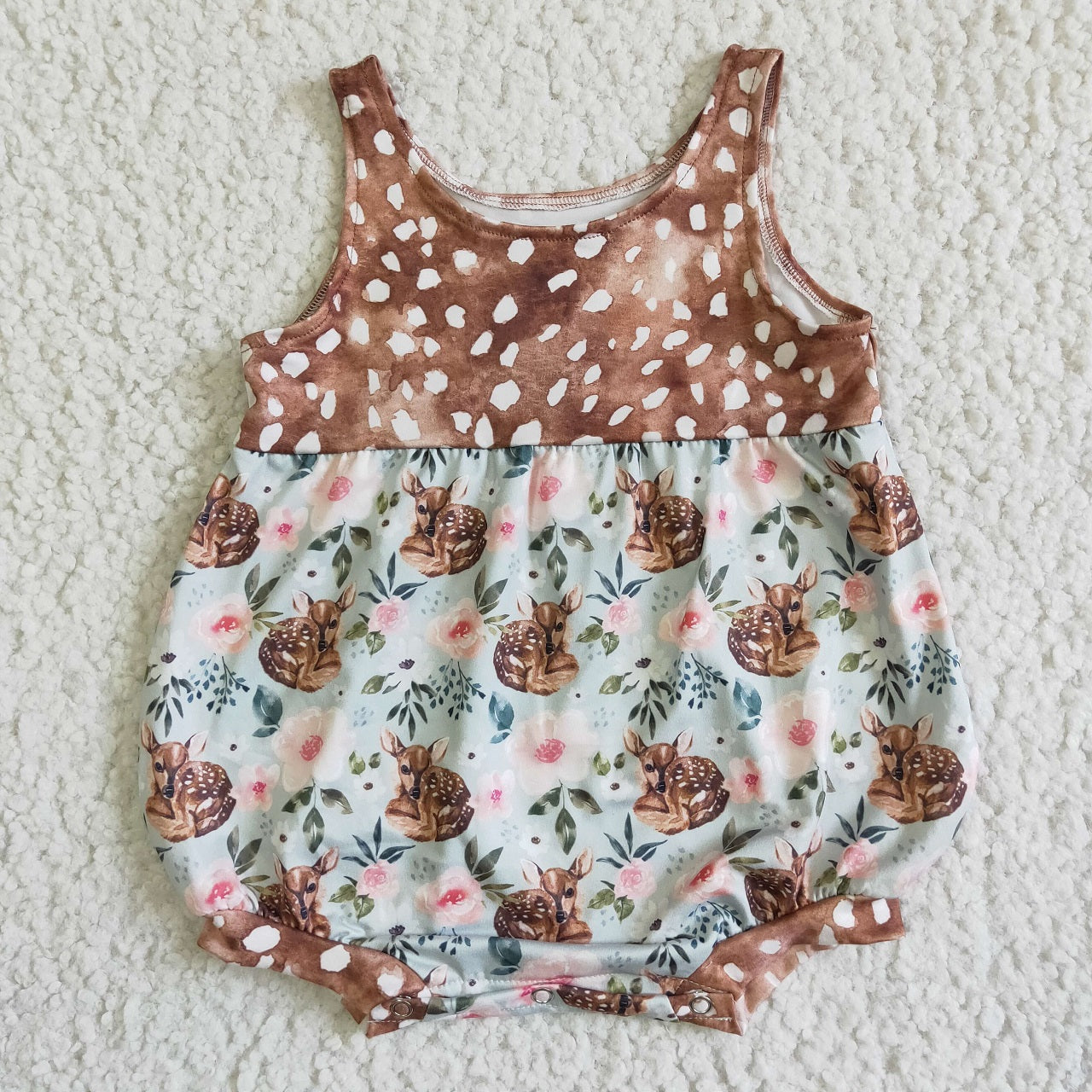 Promotion Baby Girl Sleeveless Deer Floral Summer Romper