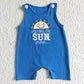 Baby Boy Girl Embroidery Sun Sibling Blue Romper Clothes Set RTS