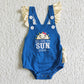 Baby Boy Girl Embroidery Sun Sibling Blue Romper Clothes Set RTS