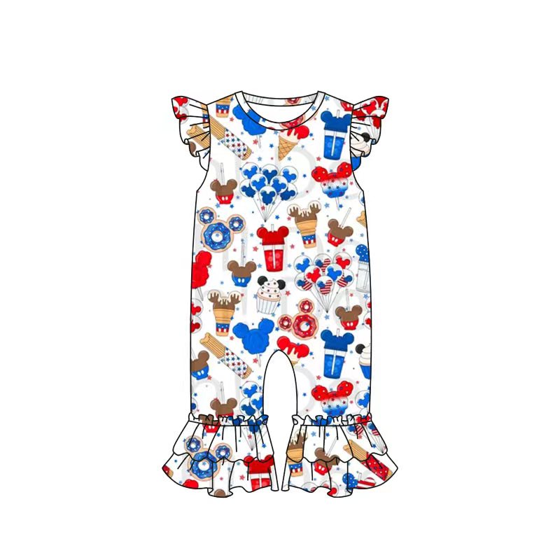 Promotion Baby Girls Cartoon 4th of July Romper