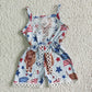 Baby Girl Sleeveless 4th Of July Stars Stripes Sibling Jumpsuit RTS
