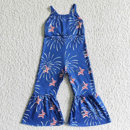 Baby Girl 4th Of July Stars Sibling Straps Jumpsuit