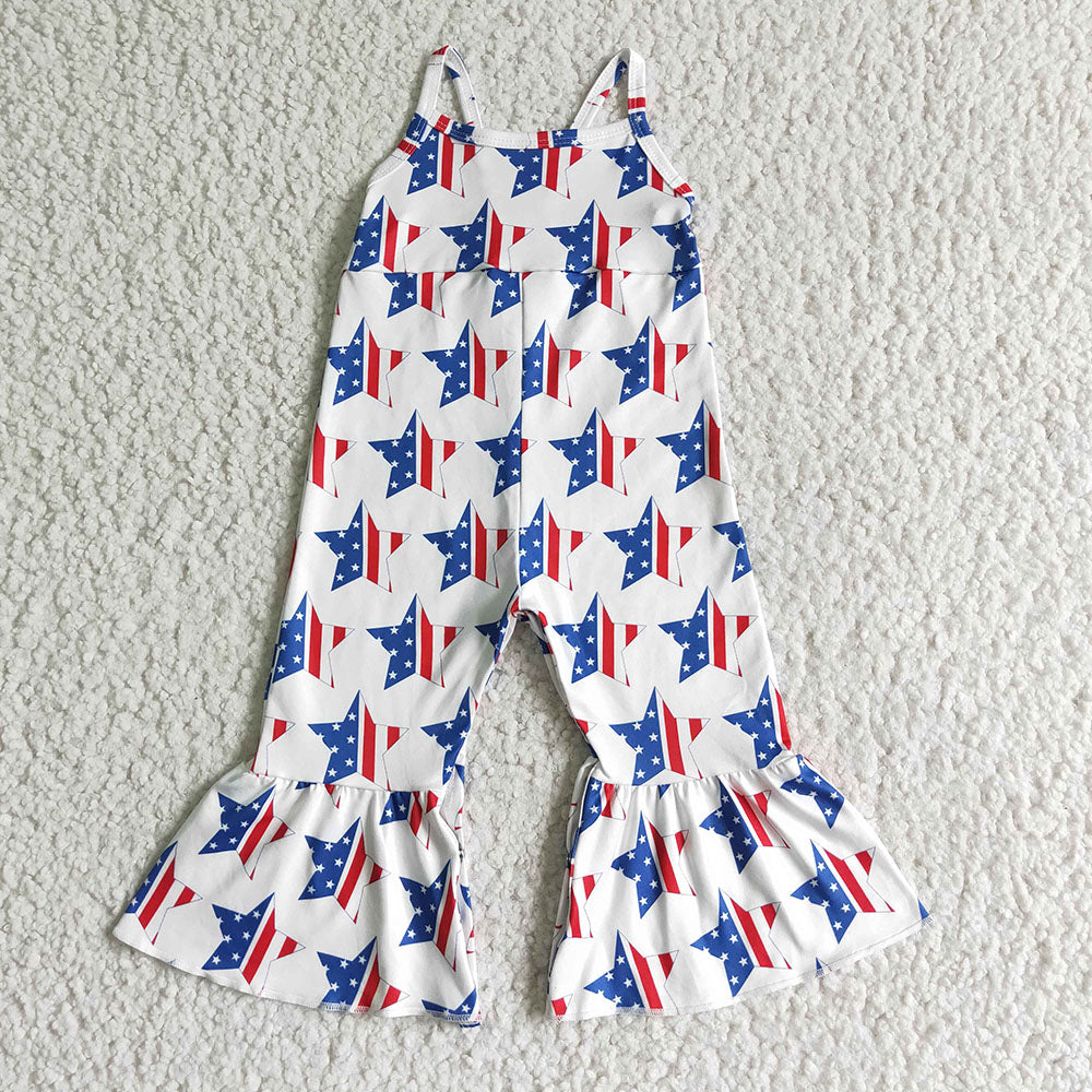 Baby Girl 4th Of July Stars Sibling Straps Jumpsuit