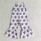 Sibling Baby Girls Kids Straps Stars Bows 4th Of July Bell Pants Jumpsuits RTS