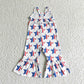 Sibling Baby Girls Kids Straps Stars Bows 4th Of July Bell Pants Jumpsuits RTS