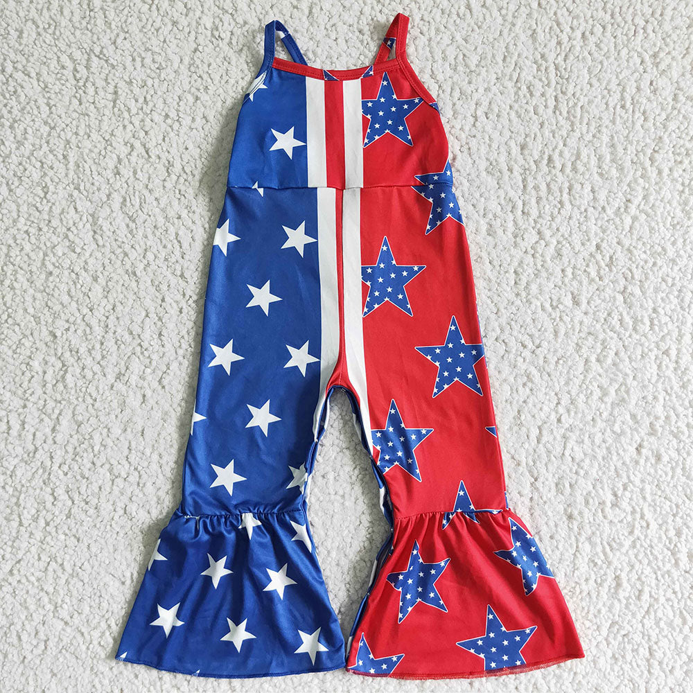 Baby Girl 4th Of July Stars Sibling Straps Jumpsuit