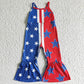 Sibling Baby Girls Kids Straps Stars Bows 4th Of July Bell Pants Jumpsuits RTS