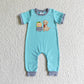 Baby Boy Short Sleeves Embroidery Dogs Pumpkins Sibling Romper Set Thanksgiving RTS