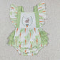 Baby Boy Girl Short Sleeves Easter Rabbits Carrots Sibling Green Romper Dress Set