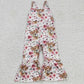Sibling Baby Girls Kids Straps Western Cow Print Bell Pants Jumpsuits RTS