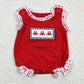 Baby Boy Girl Embroidery Crabs Checked Sibling Red Romper Clothes Set RTS