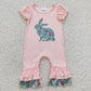 Baby Girl Infant Short Sleeves Sibling Easter Rabbits Romper Clothes