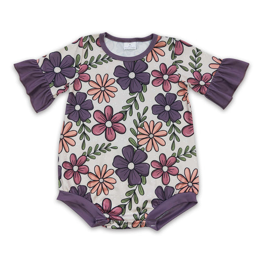 Promotion Baby Girl Short Sleeves Flower Bubble Romper RTS