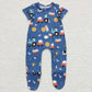 Promotion Baby Boy Kids Farm Boots Short Sleeves Zipper Romper Footed Coverall