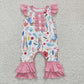 Baby Girl Infant Short Sleeves Sibling Easter Rabbits Romper Clothes