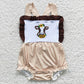 Baby Boy Girl Short Sleeves Embroidery Western Sunflower Cow Sibling Romper Dress Set