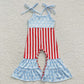 Sibling Baby Girls Kids Straps Stars Bows 4th Of July Bell Pants Jumpsuits RTS