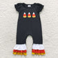 Baby Girl Short Sleeves Embroidery Halloween Candy Sibling Romper Pajamas Outfit RTS