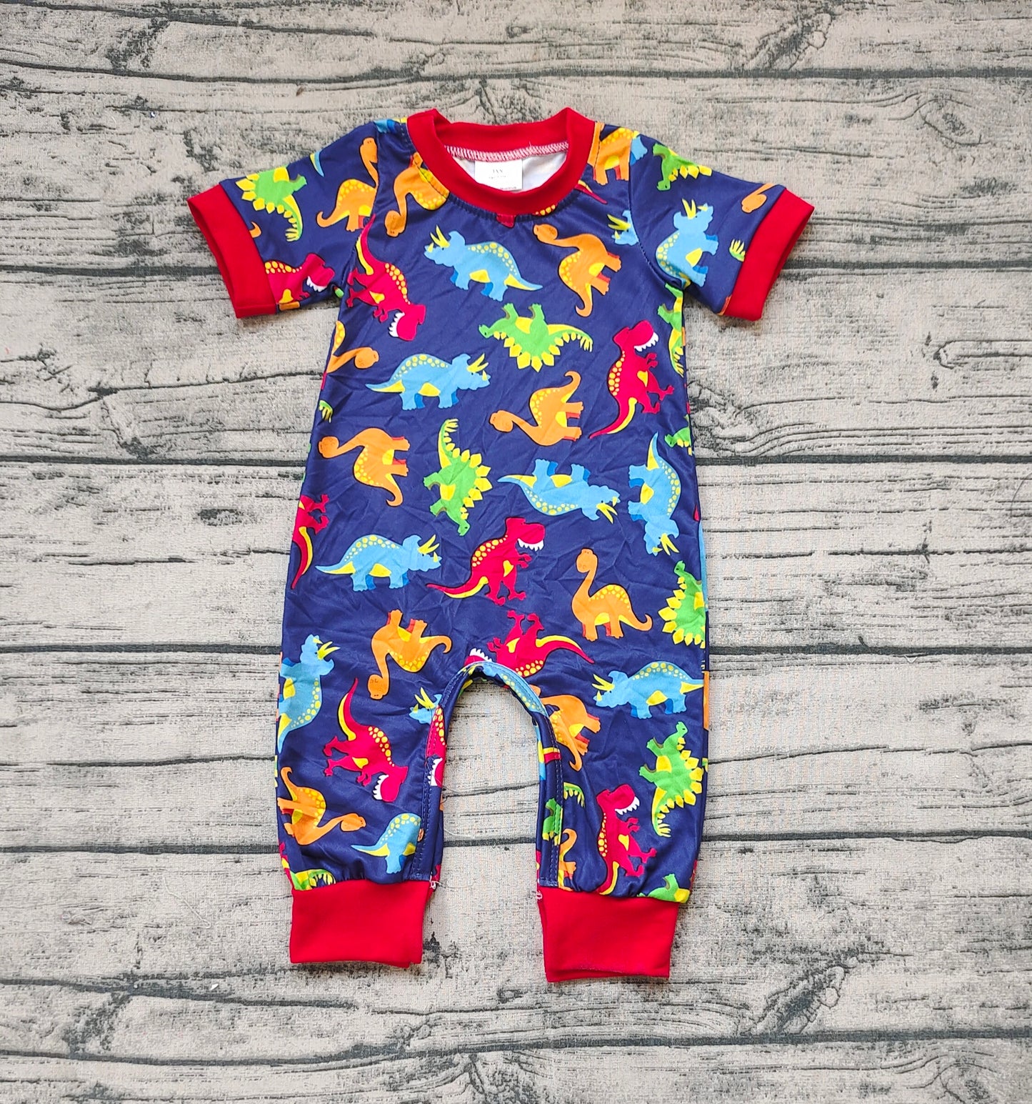 Baby Boy Short Sleeves Dinosaurs Zipper Romper