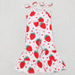 Sibling Baby Girls Kids Strawberry Red Hearts Jumpsuit Set Clothes RTS