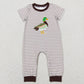 Sibling Baby Boys Girls Short Sleeves Embroidery Ducks Stripes Romper Sets Clothes RTS