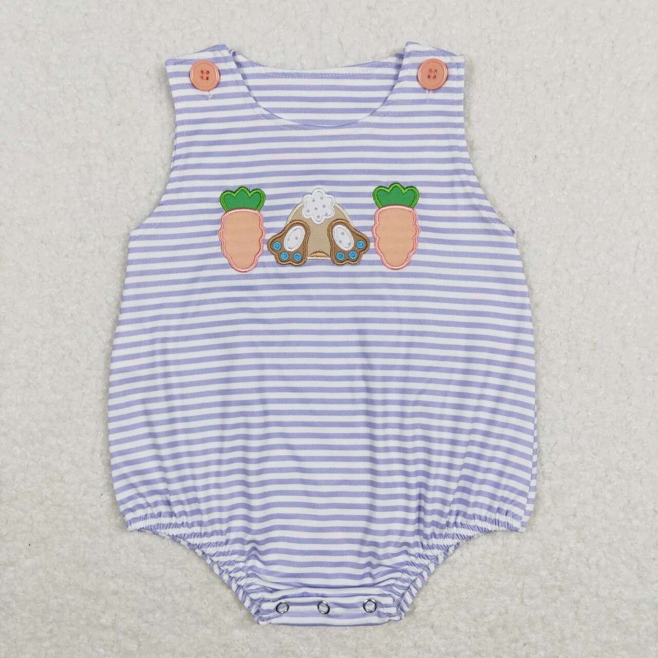 Baby Boy Girl Embroidery Rabbits Carrots Stripes Sibling Romper Clothes Set