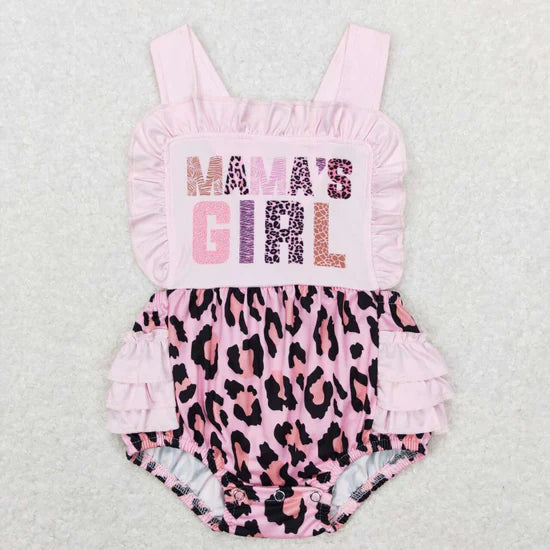 Baby Kids Sleeveless Mama's Girl Leopard Sibling Pink Romper Clothes Dress