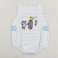 Sibling Baby Boys Girls Sleeveless Embroidery Fishing Stripes Rompers Set RTS
