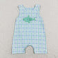 Baby Boy Blue Embroidery Fish Checked Sibling Romper Clothes Set RTS