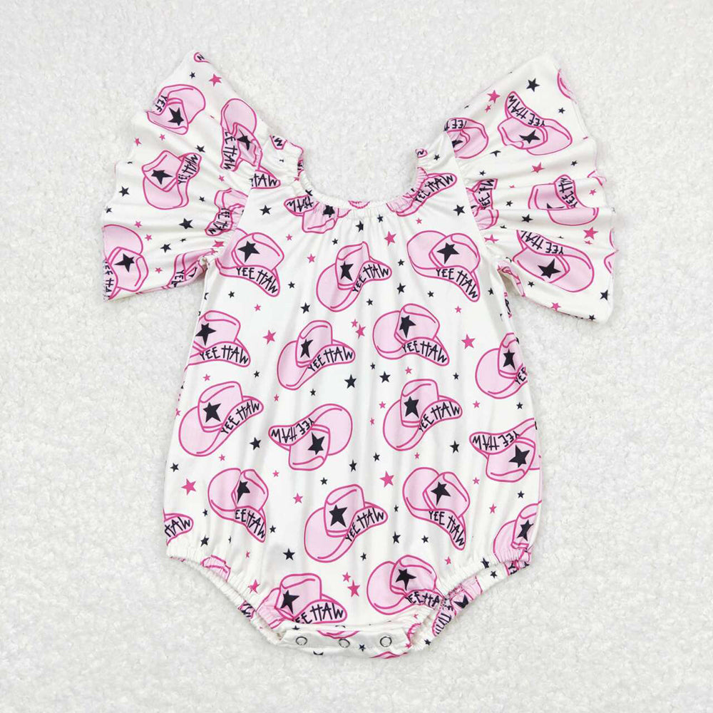 Baby Girl Infant Short Sleeves Western Sibling Bubble Romper