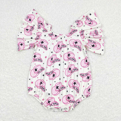 Baby Girl Infant Short Sleeves Western Sibling Bubble Romper