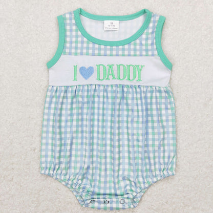 Baby Boy Girl Infant I Love Dad Flower Leopard Sibling Summer Romper RTS
