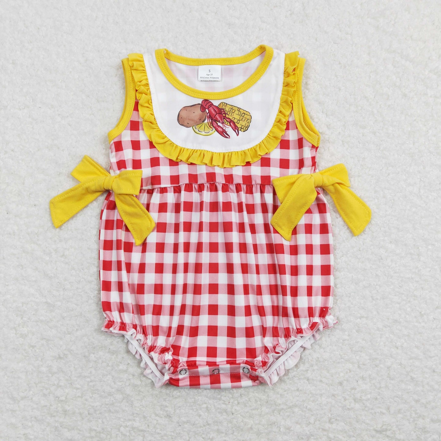 Sibling Baby Boys Girls Kids Crayfish Red Plaid Romper Set Summer Clothes RTS
