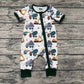 Baby Boy Short Sleeves Construction Zipper One Piece Romper