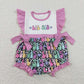 Baby Girl Short Sleeves Big Little Sister Purple Bows Sibling Romper Clothes Set RTS