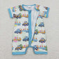 Baby Boy Kids Easter Eggs Tractors Sibling Romper Blanket Clothes Set Pajamas