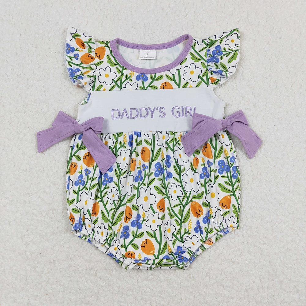 Baby Girl Embroidery Mother's Day Flower Sibling Dress Romper Set RTS