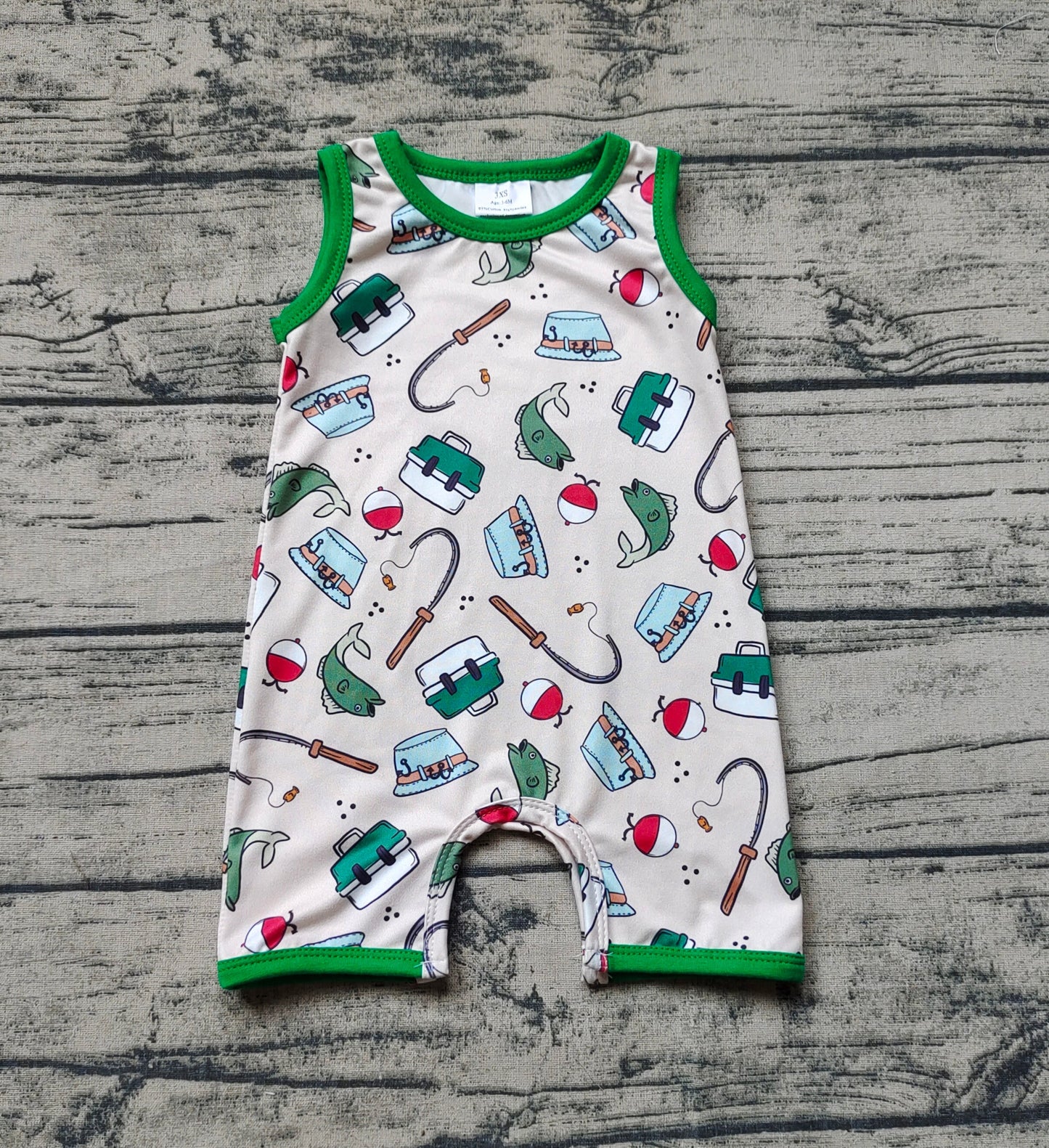 RTS Baby Boy Sleeveless Fishing Buttons Summer Romper