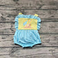 No moq Pre-order Baby Girl Beach Blue Plaid Summer One Piece Romper