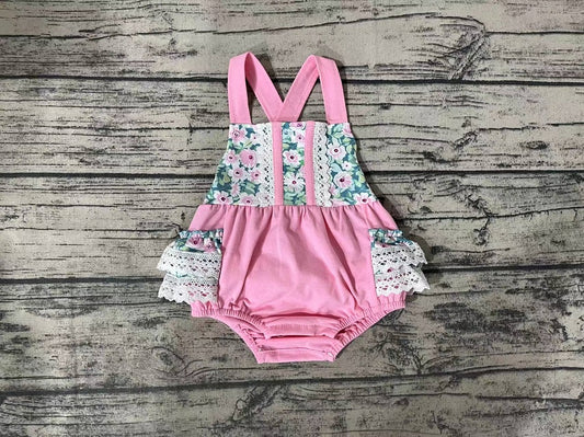 Pre-order Baby Girl Floral Lace Bubble Summer One Piece Romper