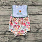 Pre-order Baby Girl Sleeveless I Love Mom Flower Bubble One Piece Romper