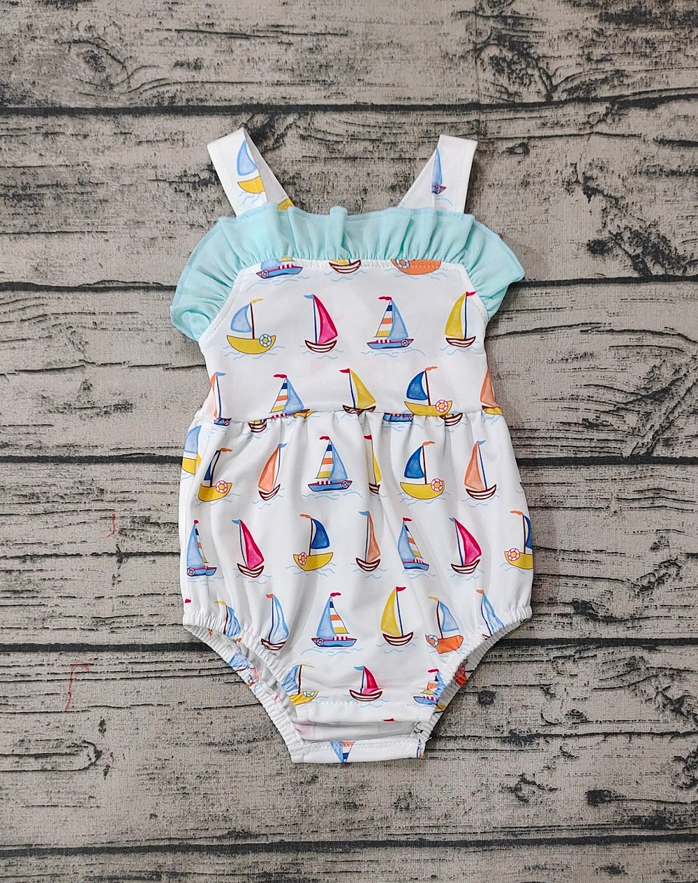 Pre-order Baby Girl Boats Sleeveless Bubble One Piece Romper