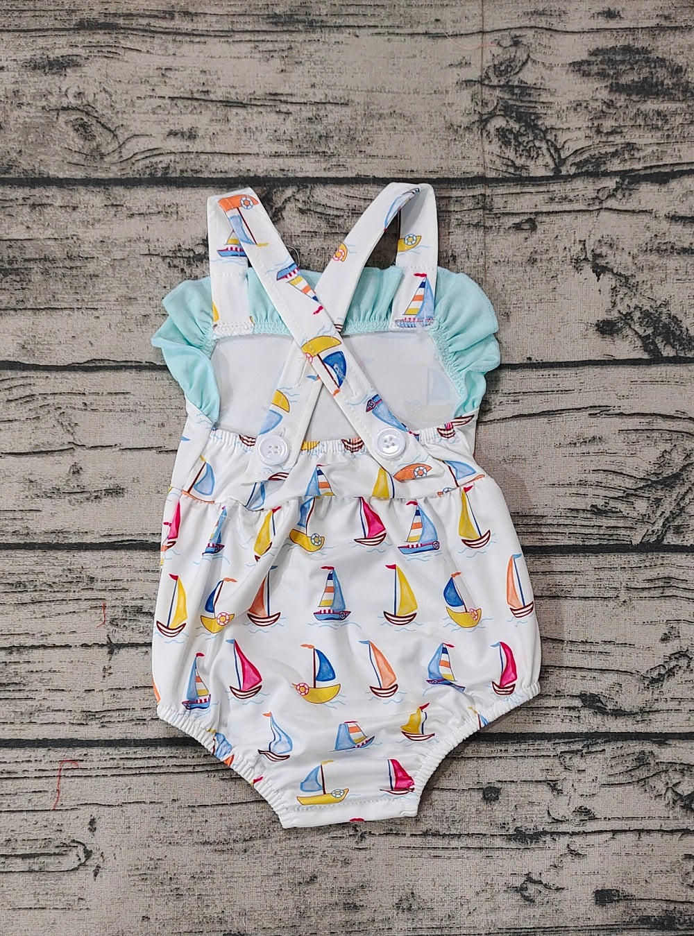 Pre-order Baby Girl Boats Sleeveless Bubble One Piece Romper