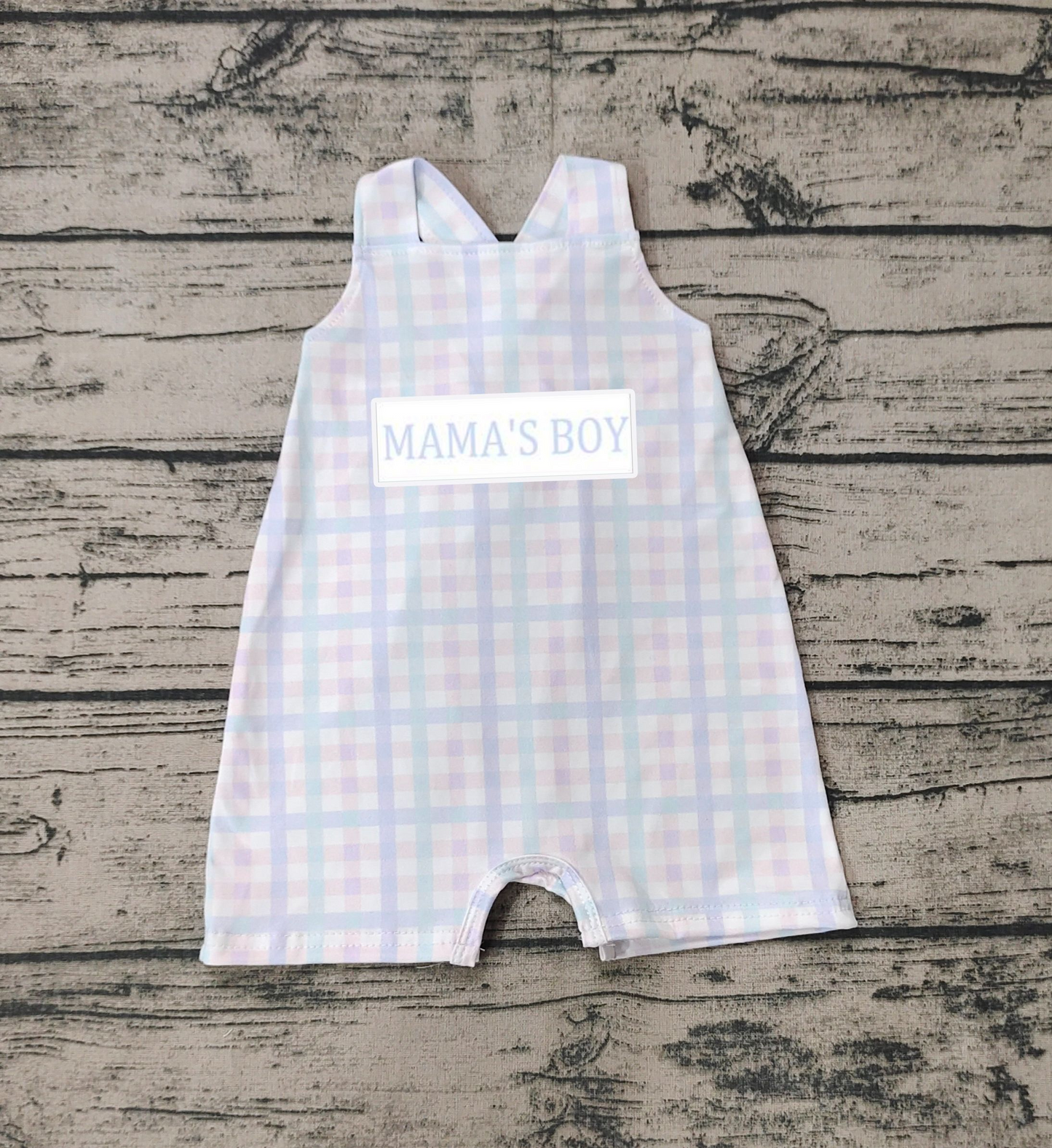 Pre-order Baby Kids Mama's Boy Plaid Summer One Piece Romper