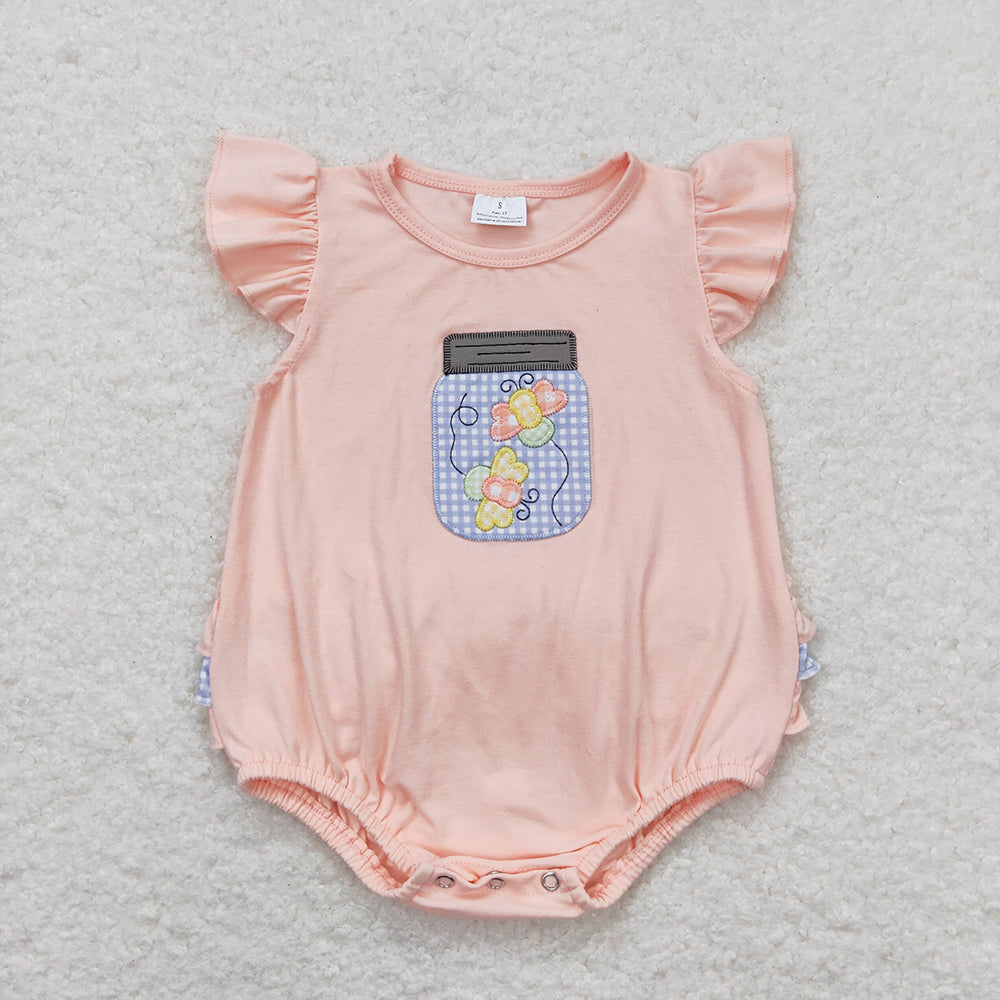 Baby Girl Embroidery Honey Butterfly Sibling Romper Clothes Set RTS