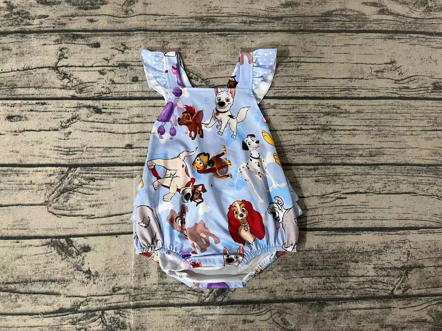 Baby Girl Sleeveless Dogs Cartoon One Piece Romper