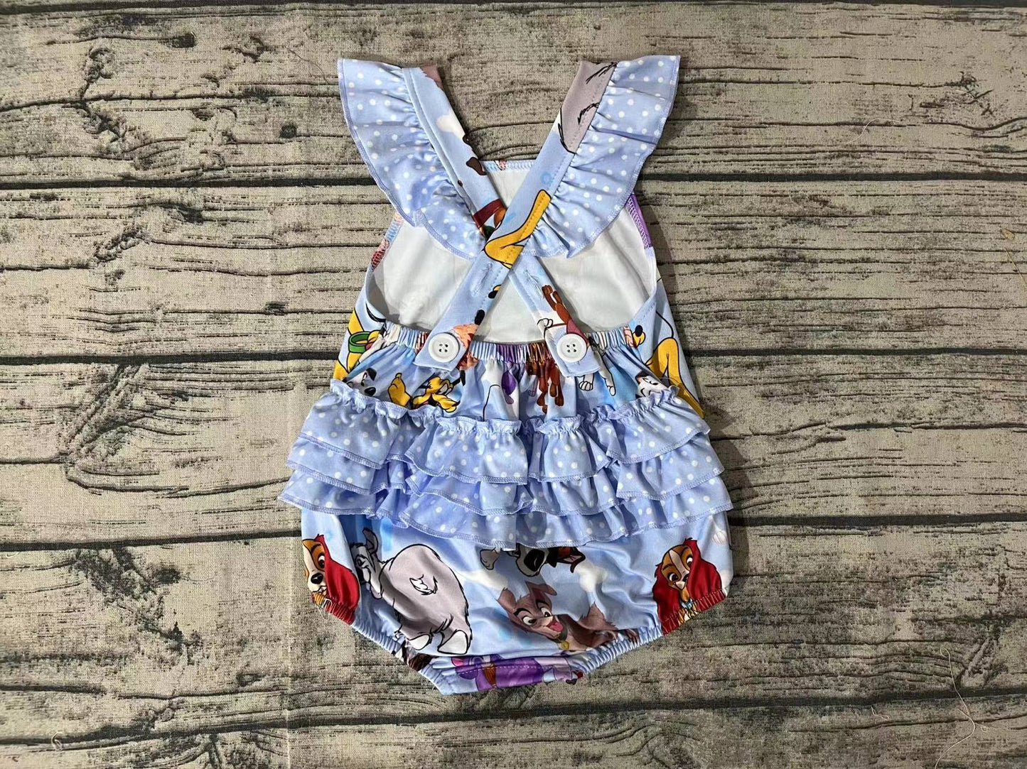 Baby Girl Sleeveless Dogs Cartoon One Piece Romper