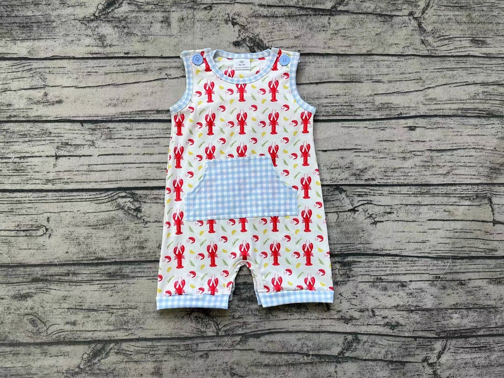 Pre-order Baby Boy Sleeveless Crawfish Summer One Piece Romper